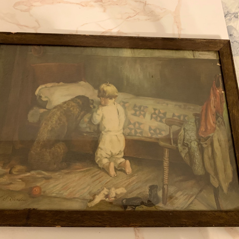 Vintage framed print. CS Brendin . Chums.